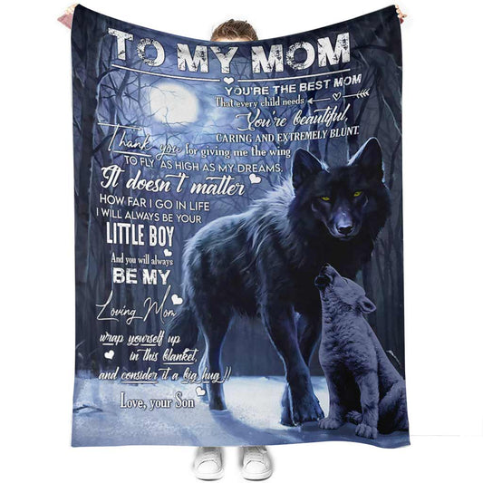 Wolf Gift For Mom Wolf Lover Flannel Blanket For Cozy Bedroom And Sofa Decor