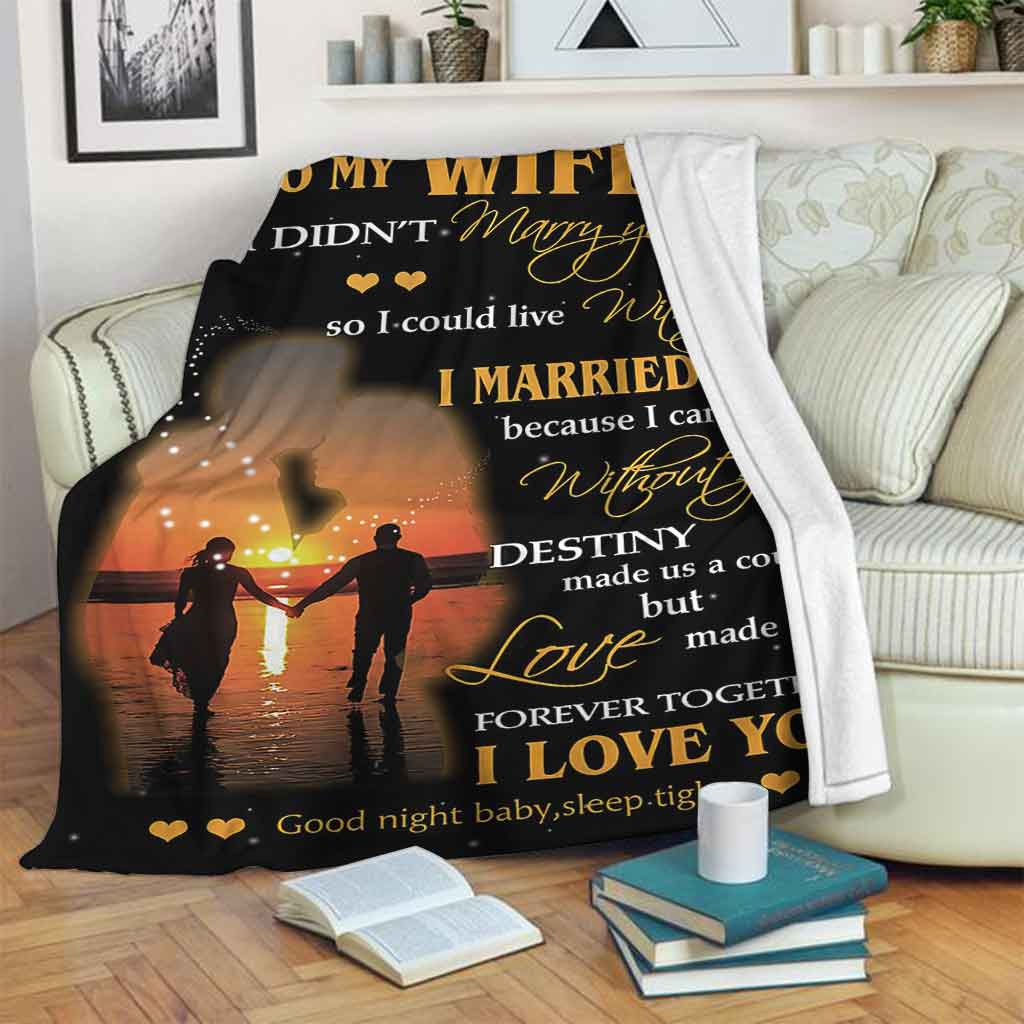 Family To My Wife Couple I Married You Flannel Blanket For Relaxing At Home And Travel