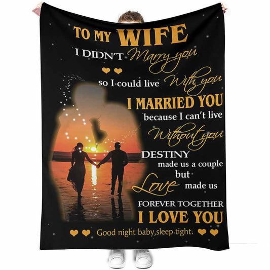 Family To My Wife Couple I Married You 50 x 60 Inch Flannel Blanket For Cozy Bedroom And Sofa Decor