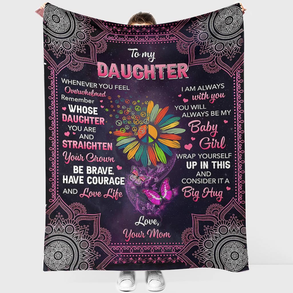 Hippie Butterfly To My Daughter Flannel Blanket For Living Room And Bedroom Styling
