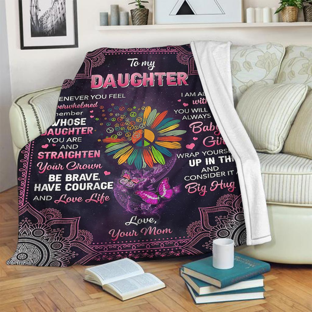 Hippie Butterfly To My Daughter Flannel Blanket For Relaxing At Home And Travel