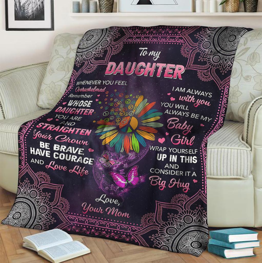 Hippie Butterfly To My Daughter Flannel Blanket For Bed Sofa And Reading Nook Decor
