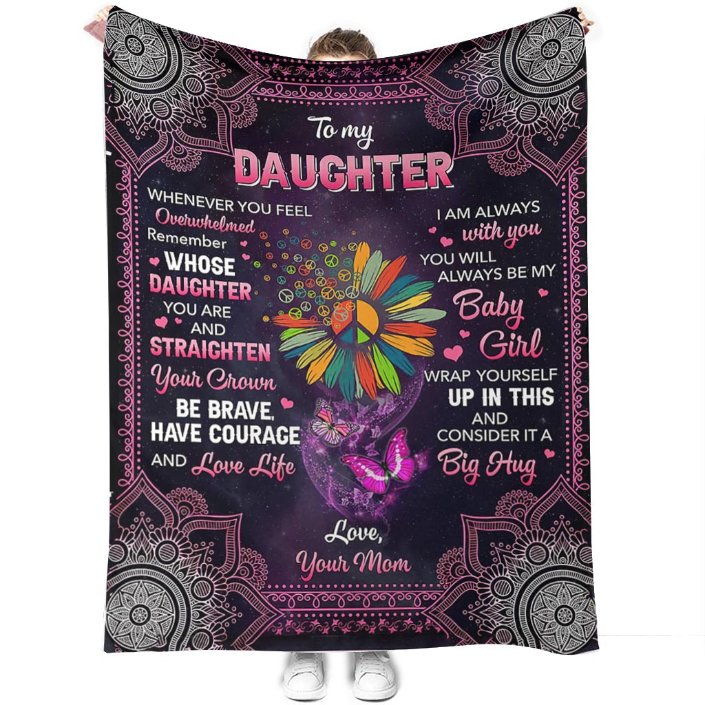 Hippie Butterfly To My Daughter Flannel Blanket For Cozy Bedroom And Sofa Decor