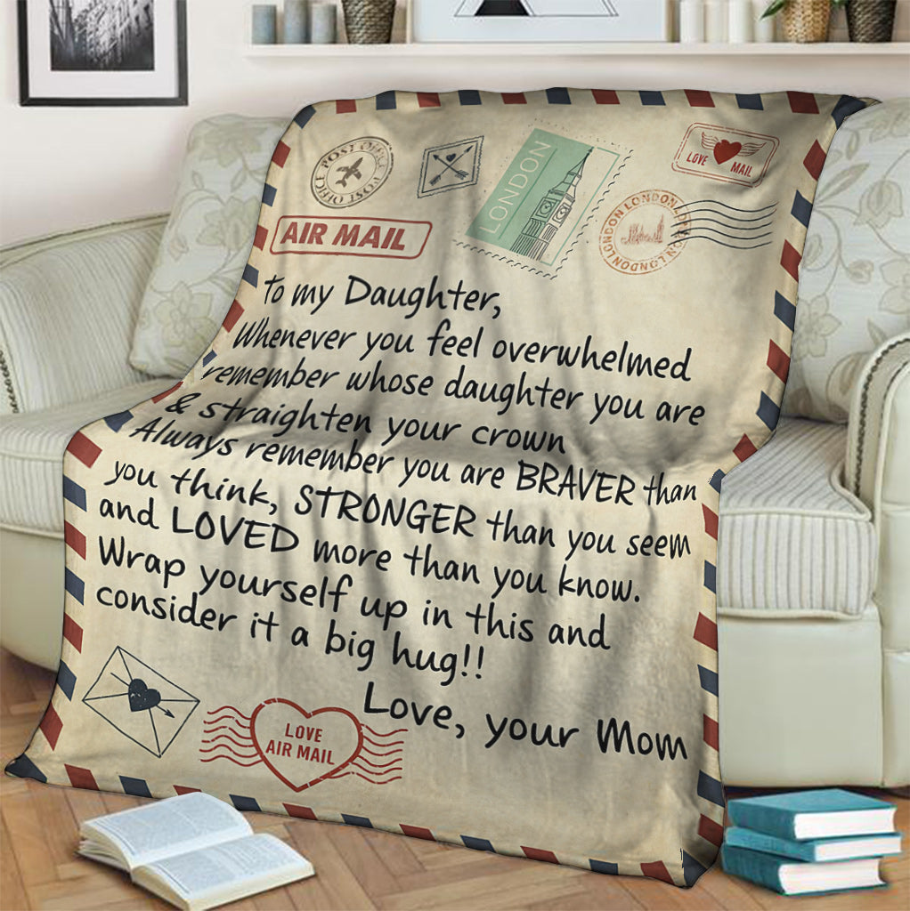 Dear Mom Daughter Love Letter Flannel Blanket For Relaxing At Home And Travel