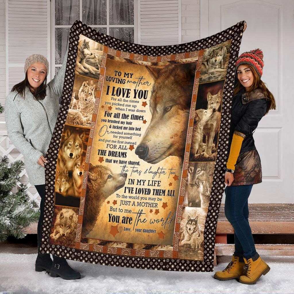 Wolf Beloved Mother Message Flannel Blanket For Soft Bed Couch And Home Comfort