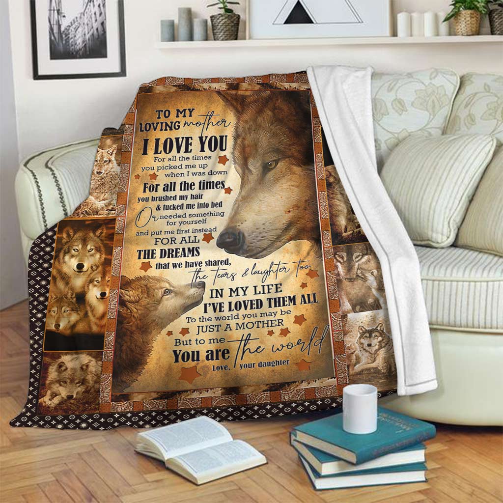 Wolf Beloved Mother Message Flannel Blanket For Relaxing At Home And Travel