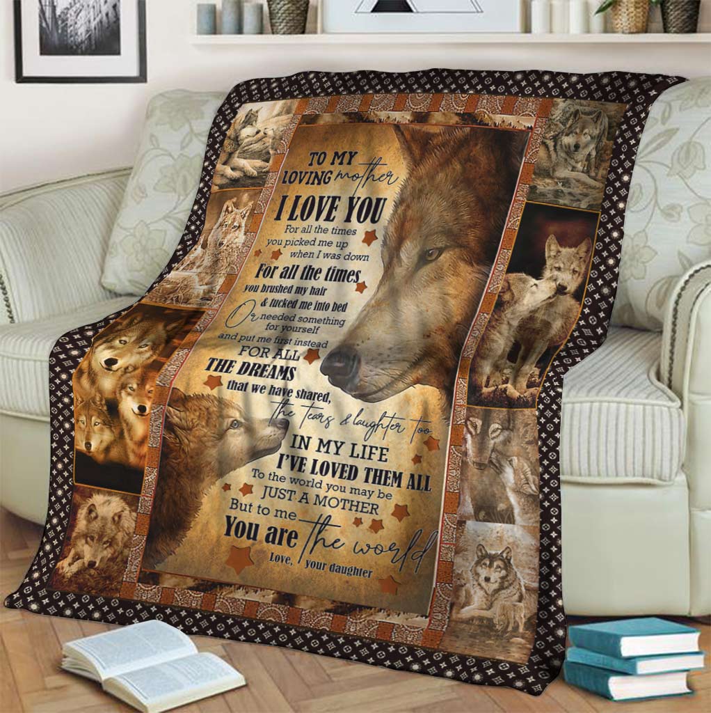 Wolf Beloved Mother Message Flannel Blanket For Bed Sofa And Reading Nook Decor