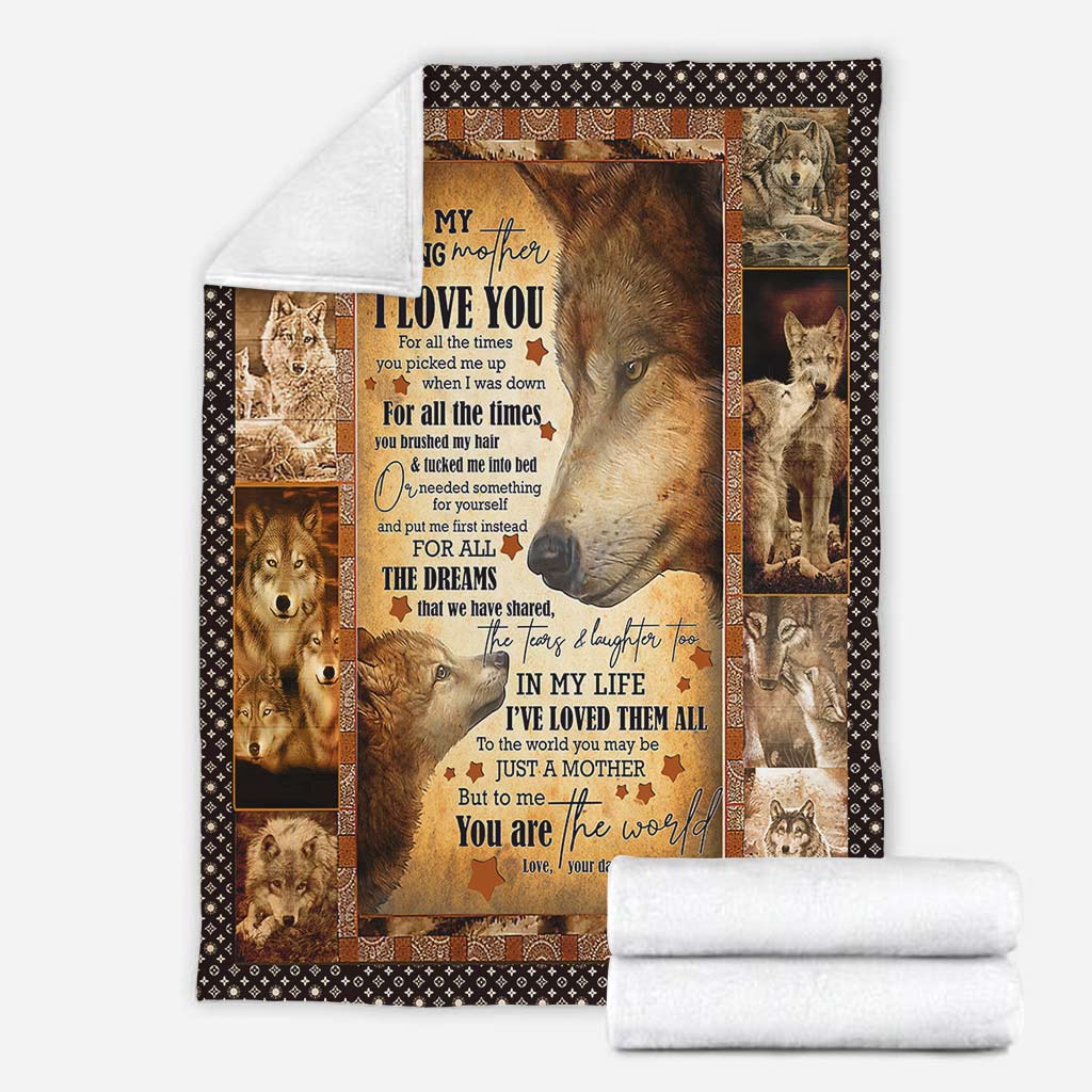 Wolf Beloved Mother Message Flannel Blanket For Cozy Home Lounging And Gifting