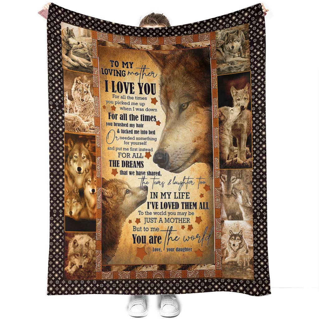 Wolf Beloved Mother Message Flannel Blanket For Cozy Bedroom And Sofa Decor