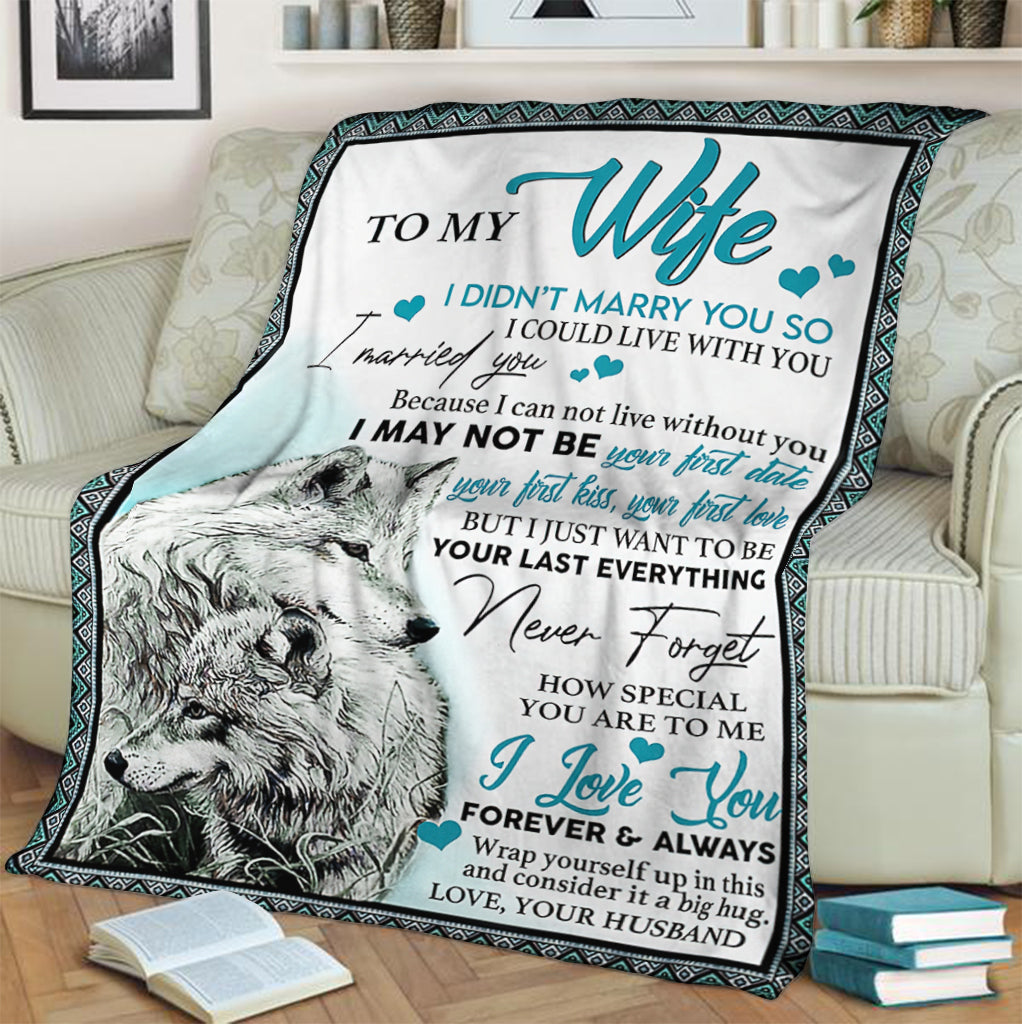 Wolf To My Wife I Love You I Could Live With You Flannel Blanket For Bed Sofa And Reading Nook Decor