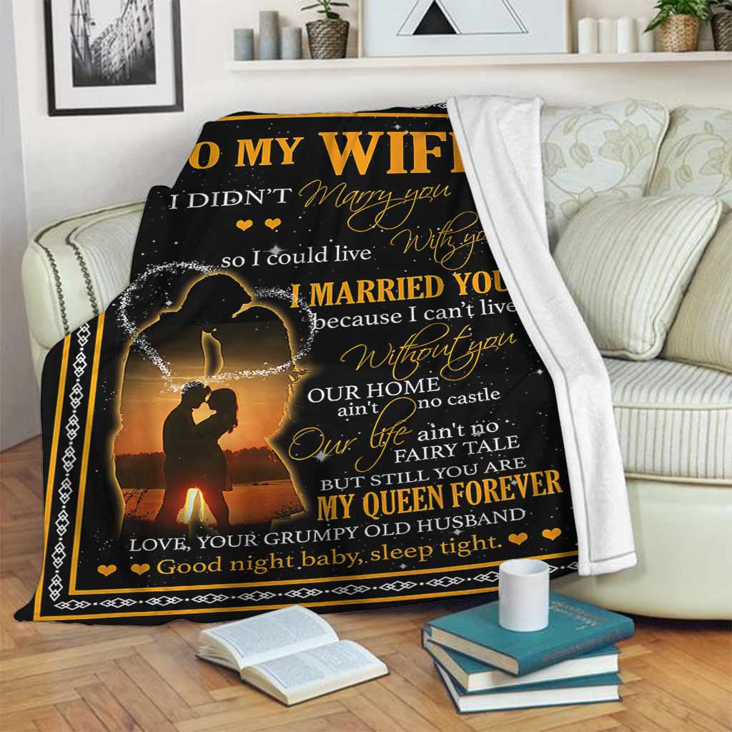 Family To My Wife Beloved Wife Message Flannel Blanket For Relaxing At Home And Travel