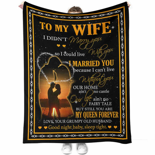 Family To My Wife Beloved Wife Message 50 x 60 Inch Flannel Blanket For Cozy Bedroom And Sofa Decor