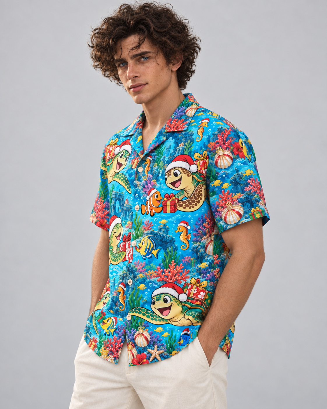 Men's Christmas 2026 Sea Turtle Gifts Hawaiian Shirt