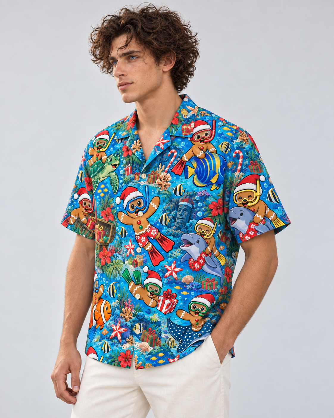 Men's Christmas 2026 Gingerbread Snorkel Club Hawaiian Shirt
