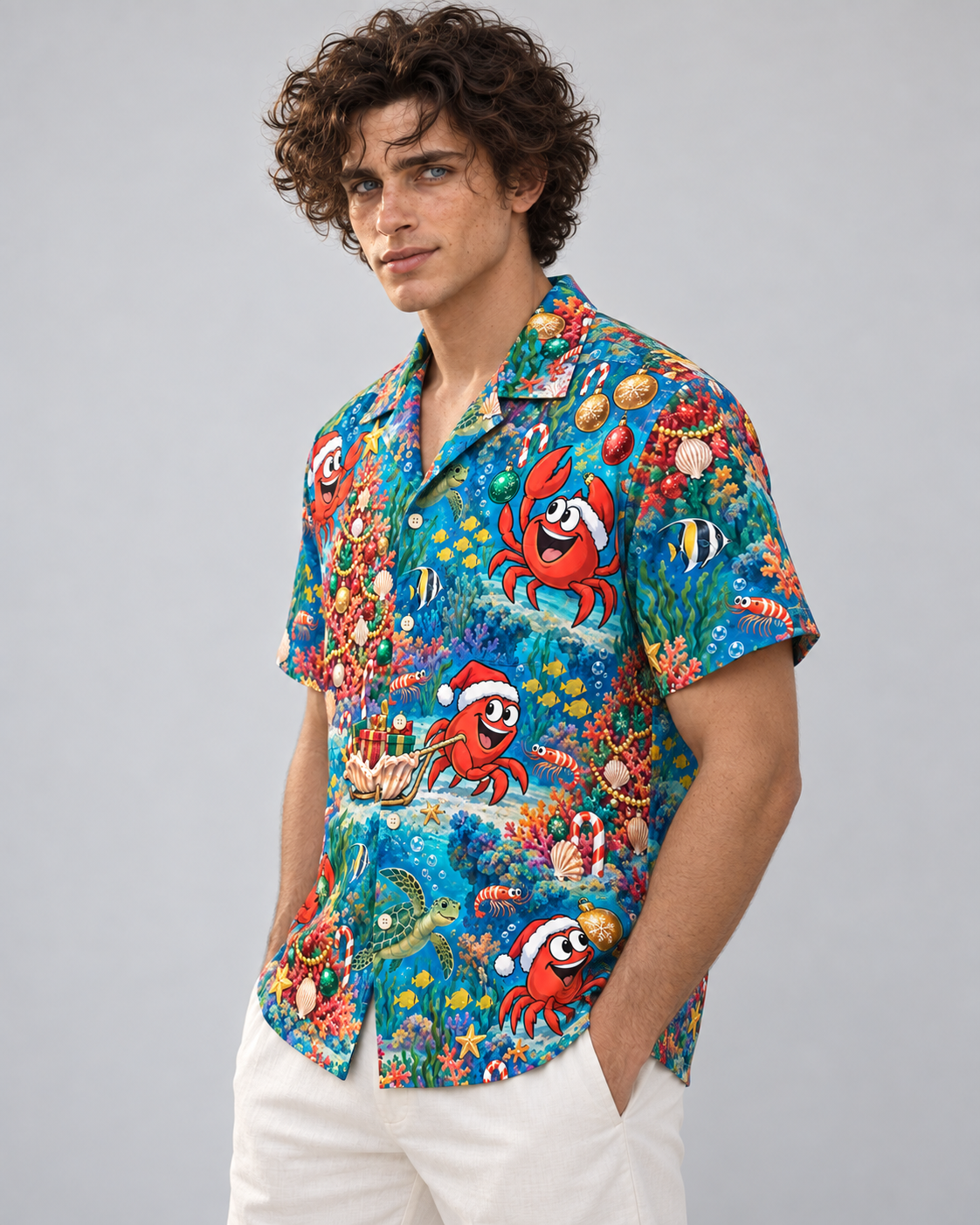 Men's Christmas 2026 Crab Carnival Hawaiian Shirt