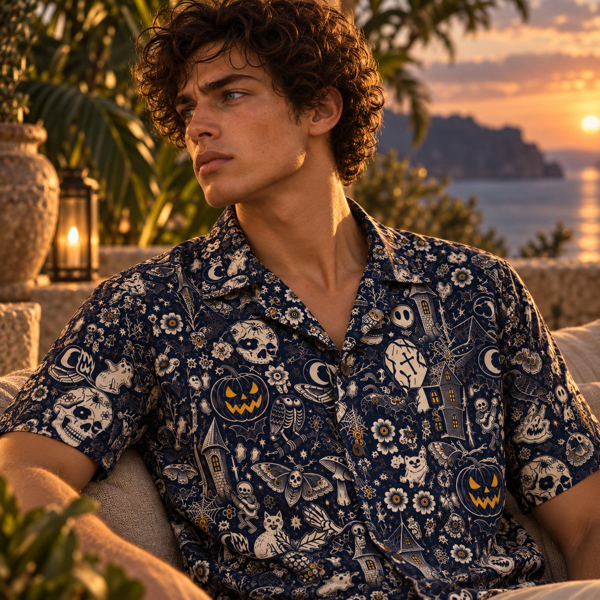 Men's Halloween 2026 Midnight Moth Society Hawaiian Shirt