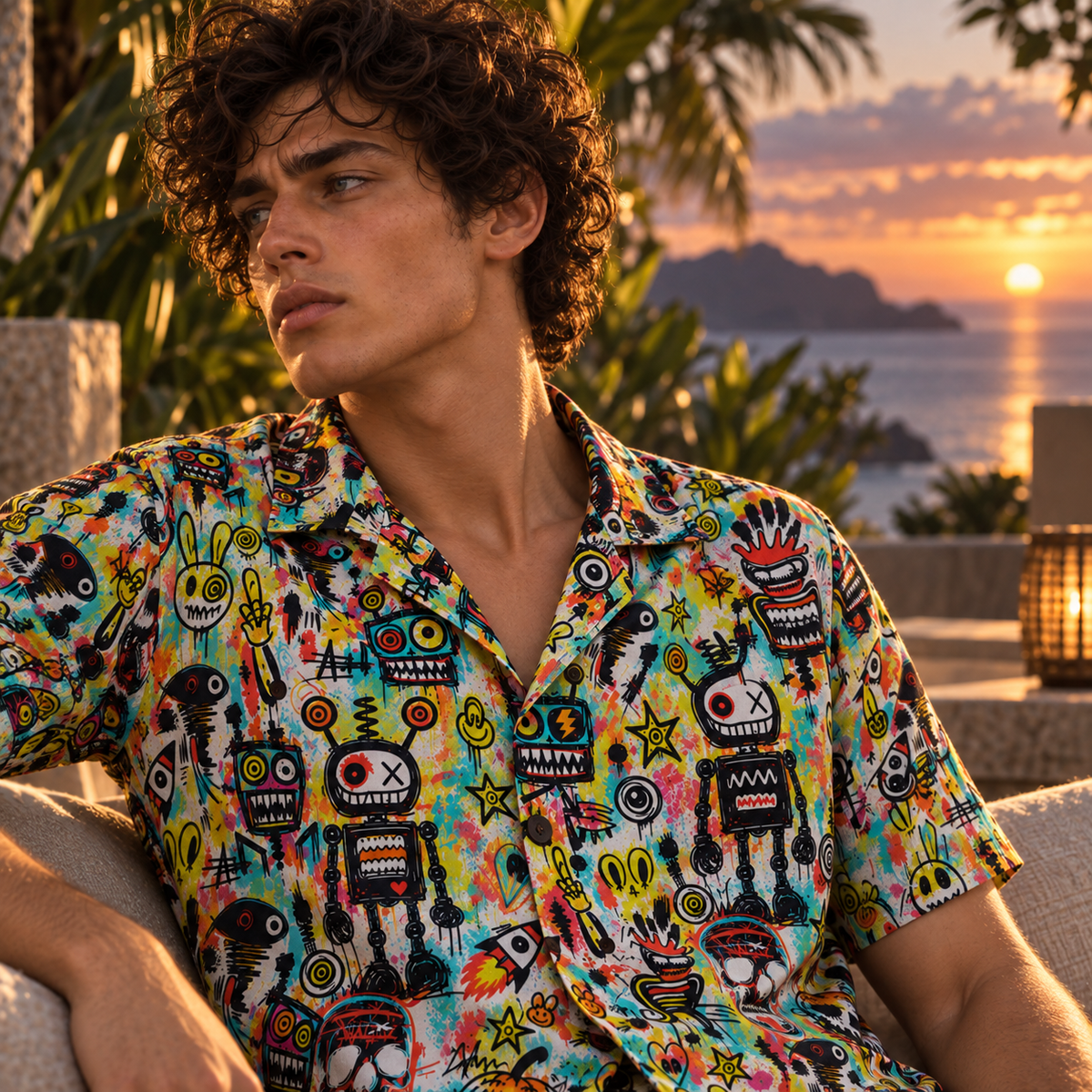 Men's Halloween 2026 Neon Monster Club Hawaiian Shirt