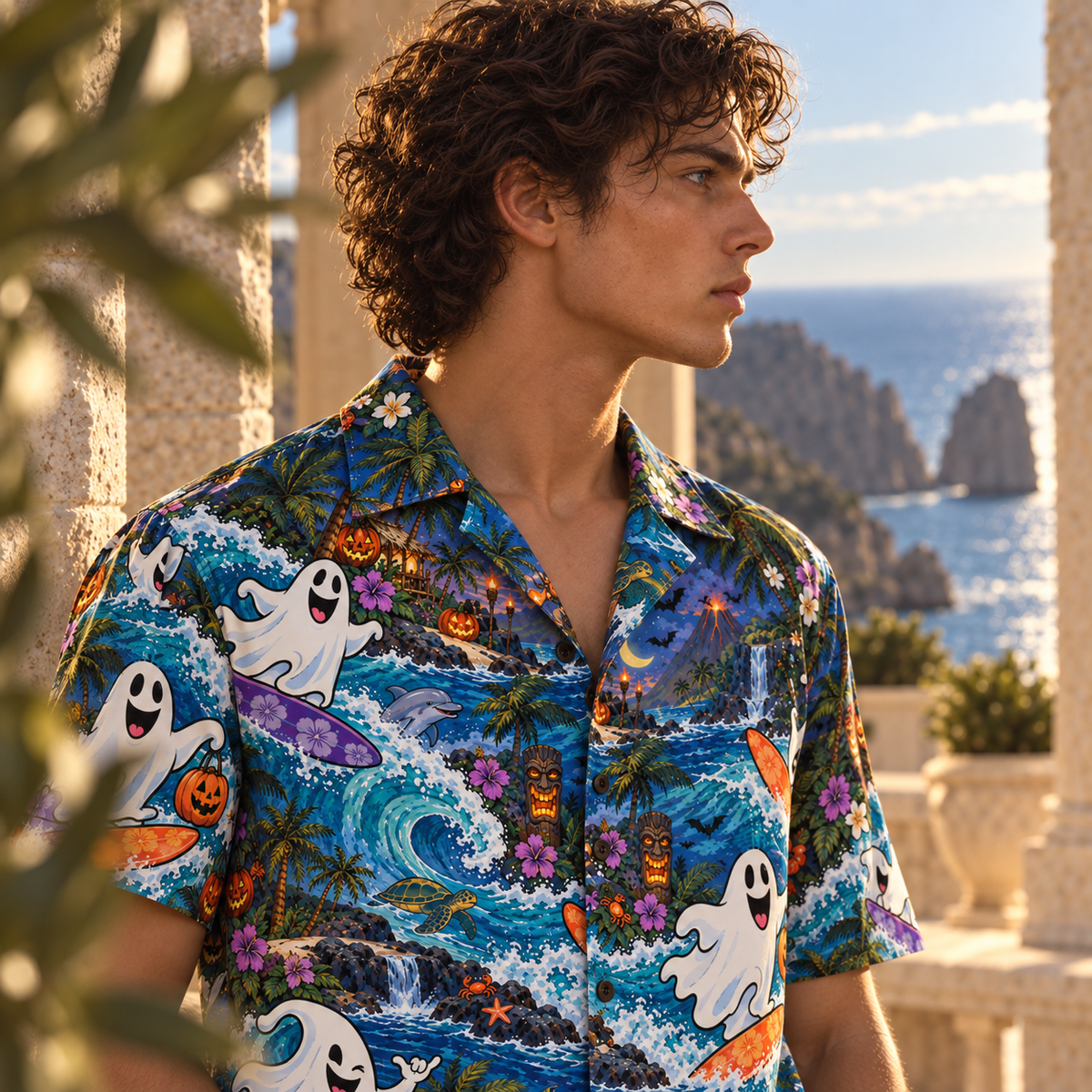 Men's Halloween 2026 Ghost Surf Club Hawaiian Shirt