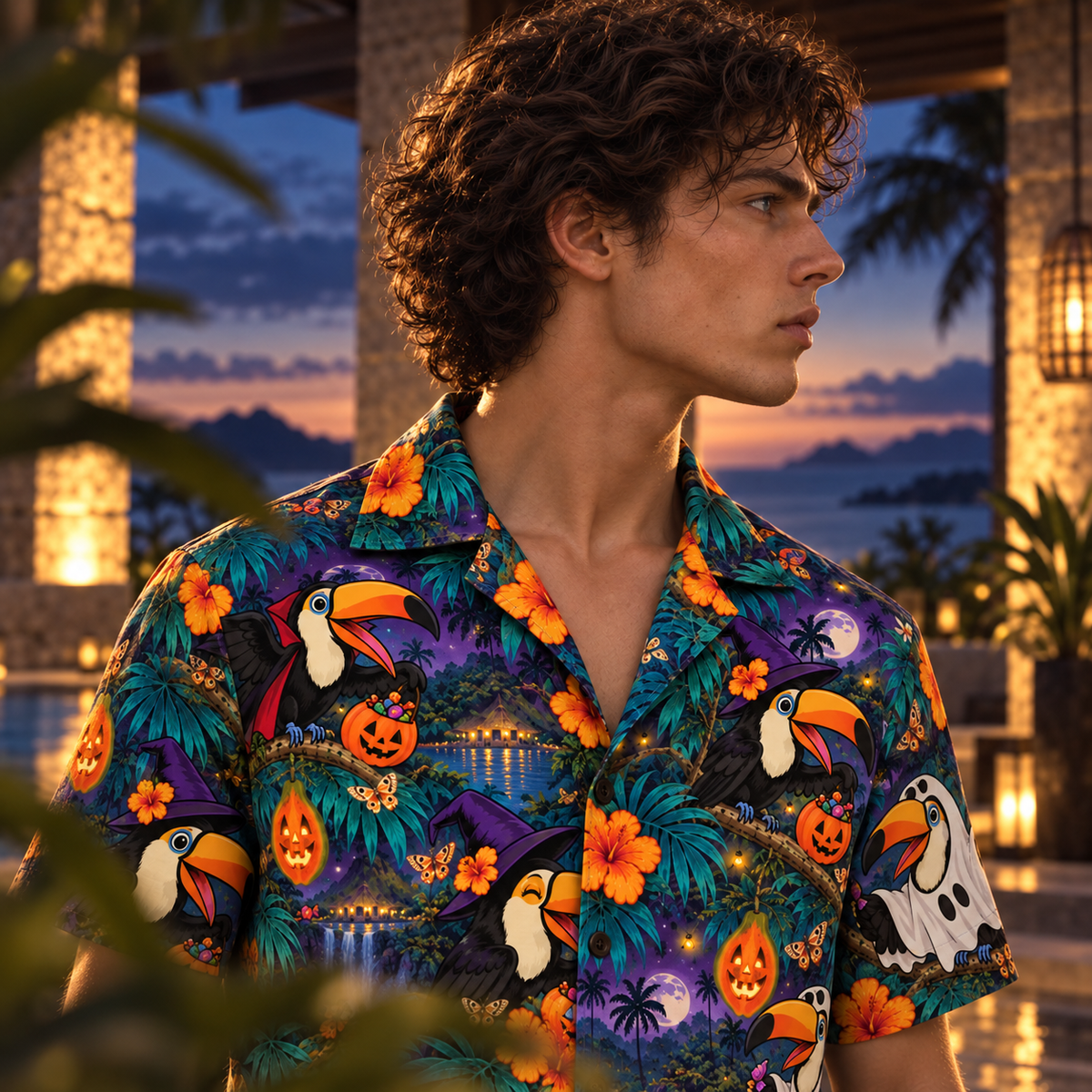 Men's Halloween 2026 Toucan Trick-or-Treat Hawaiian Shirt