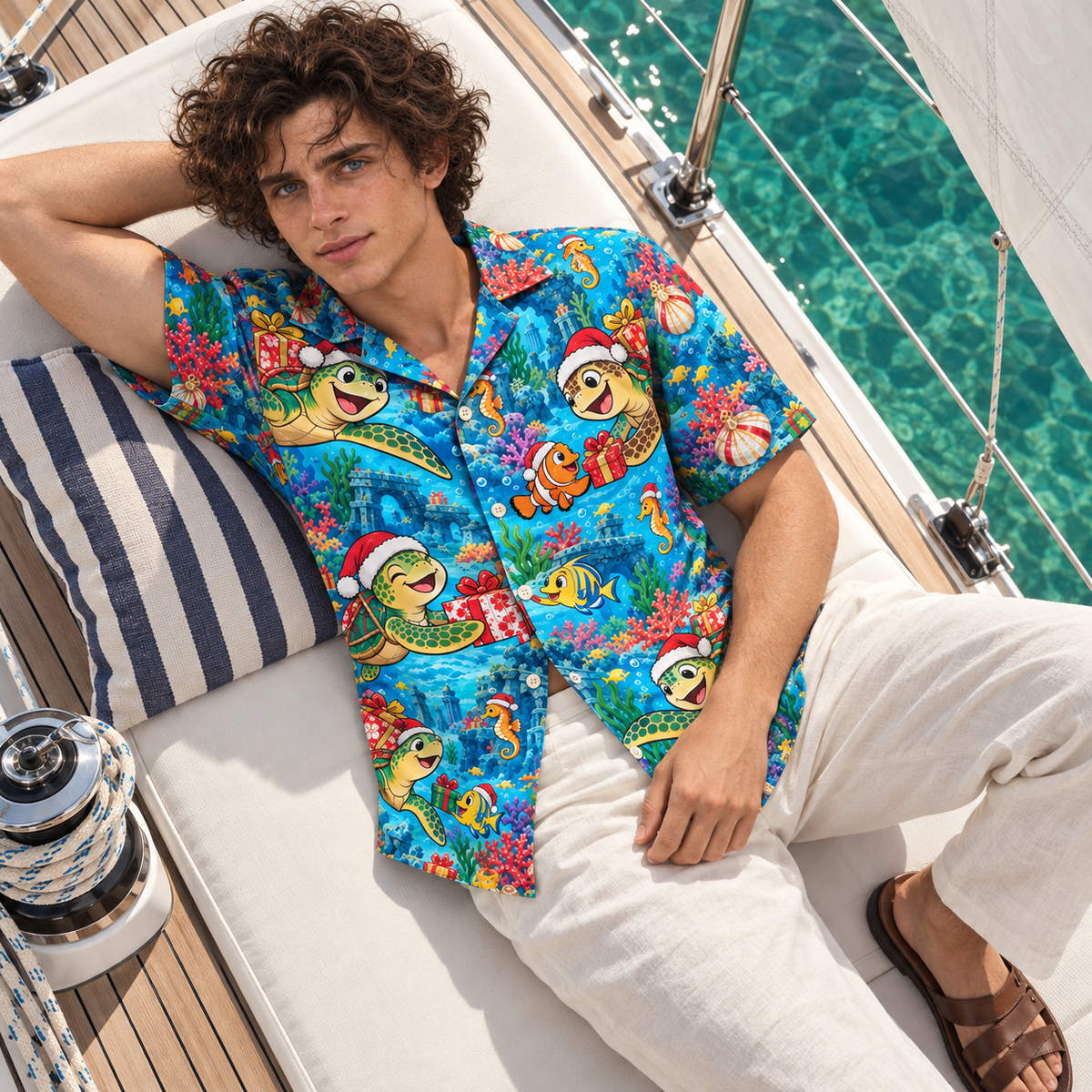 Men's Christmas 2026 Sea Turtle Gifts Hawaiian Shirt