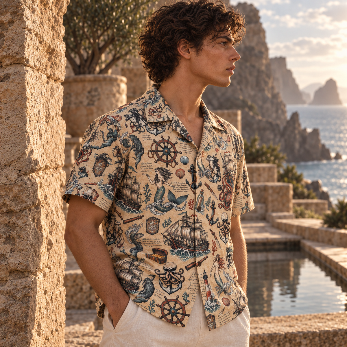 Men's Halloween 2026 Haunted Mariner Hawaiian Shirt
