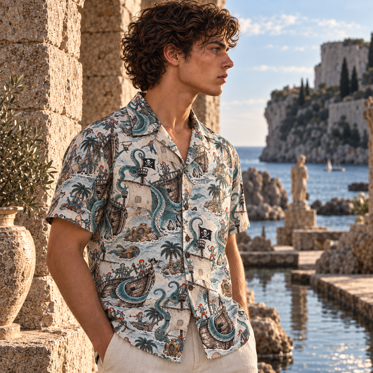 Men's Halloween 2026 Sea Phantom Kraken Hawaiian Shirt