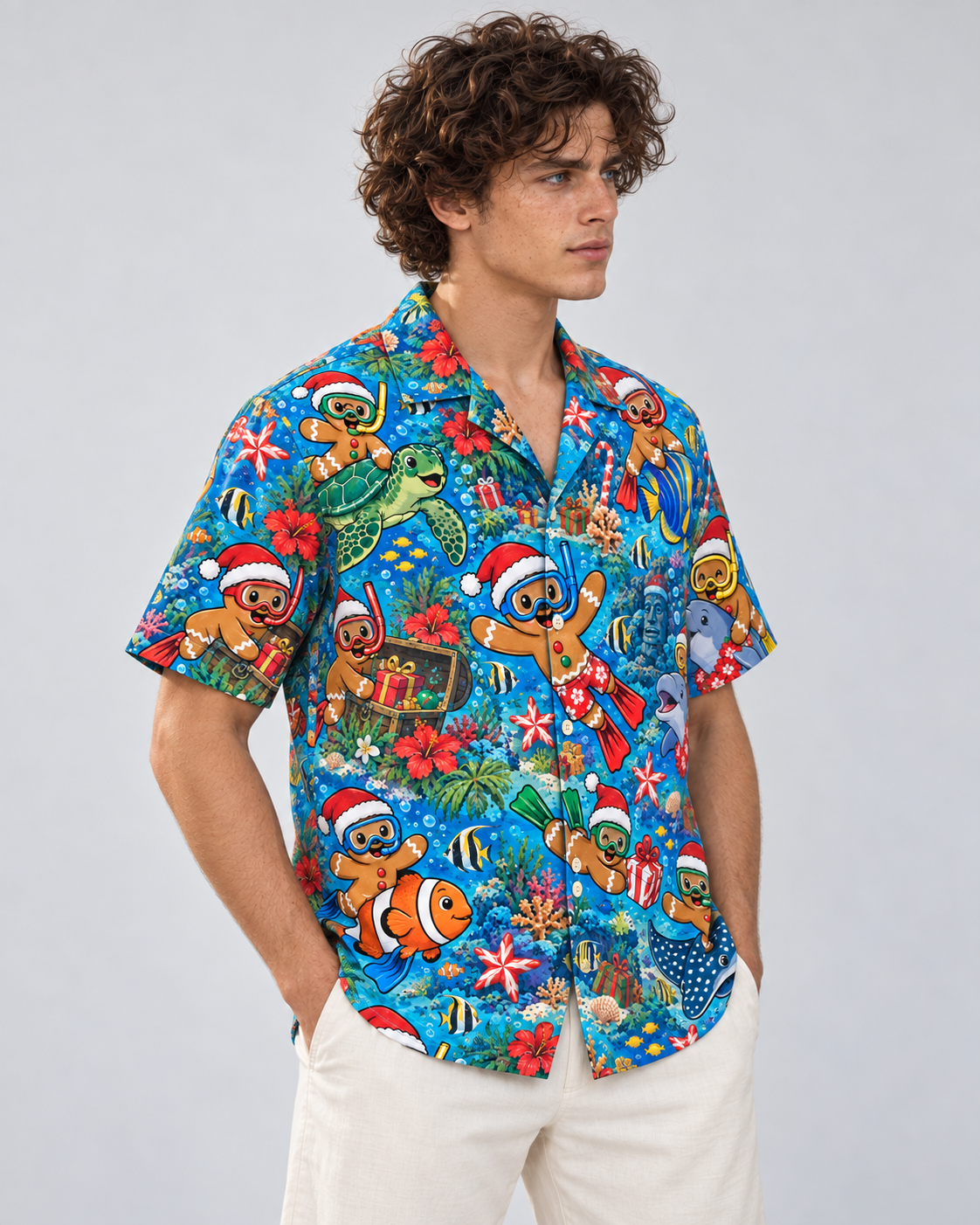 Men's Christmas 2026 Gingerbread Snorkel Club Hawaiian Shirt