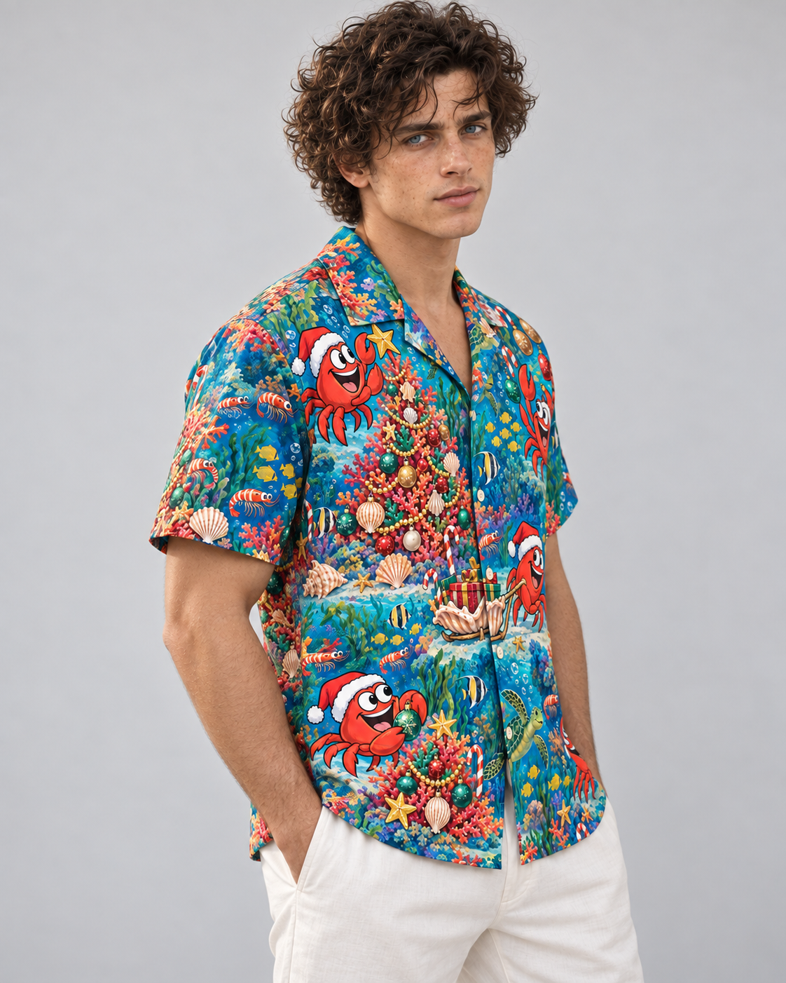 Men's Christmas 2026 Crab Carnival Hawaiian Shirt