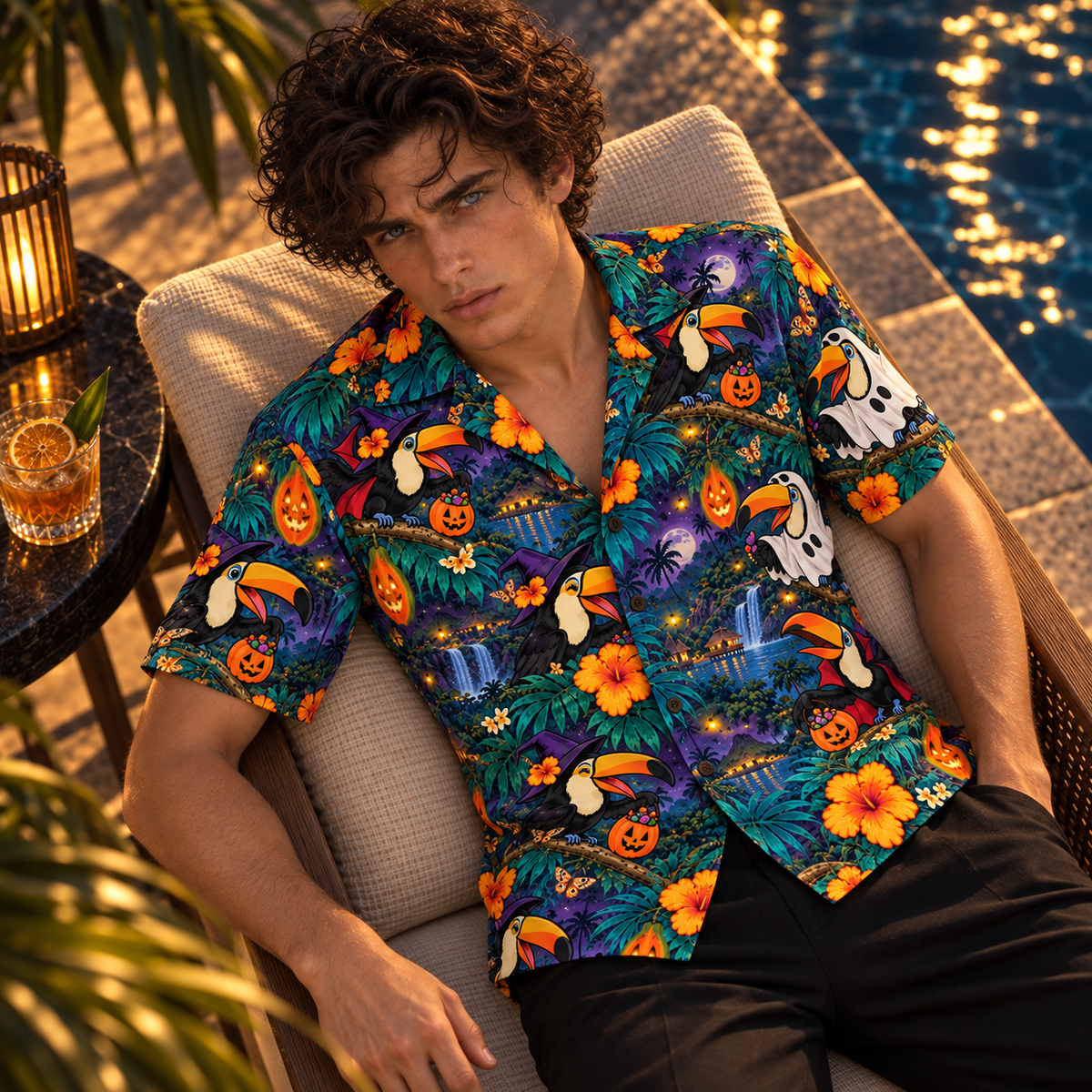 Men's Halloween 2026 Toucan Trick-or-Treat Hawaiian Shirt