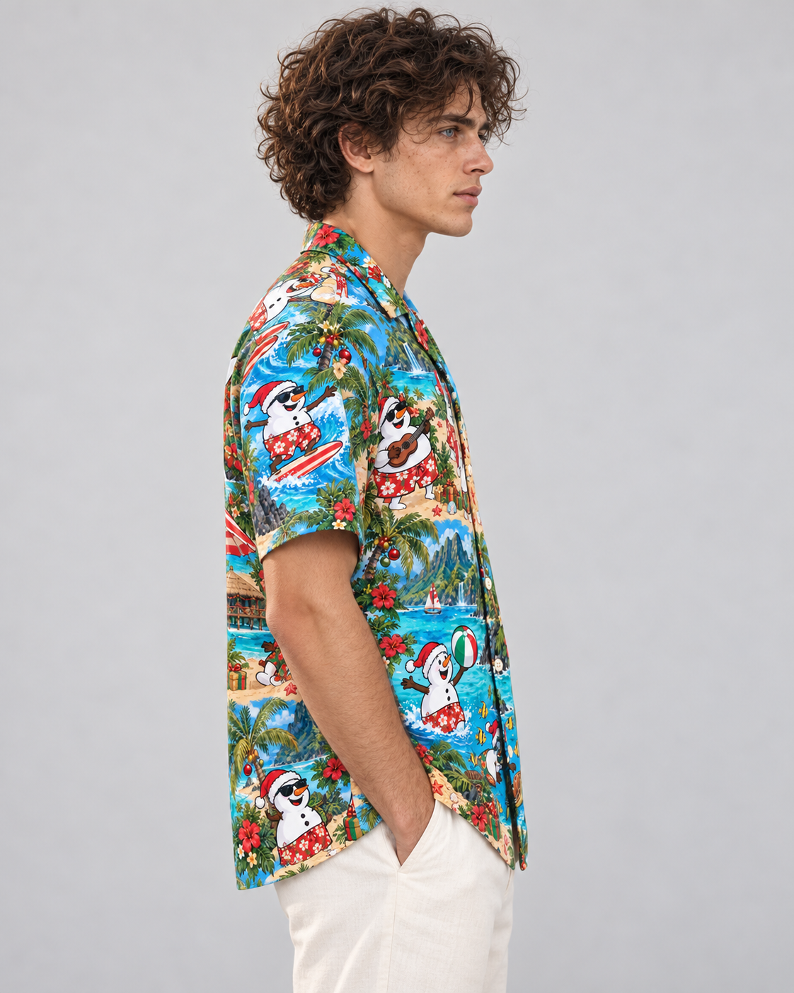 Men's Christmas 2026 Snowman Island Holiday Hawaiian Shirt