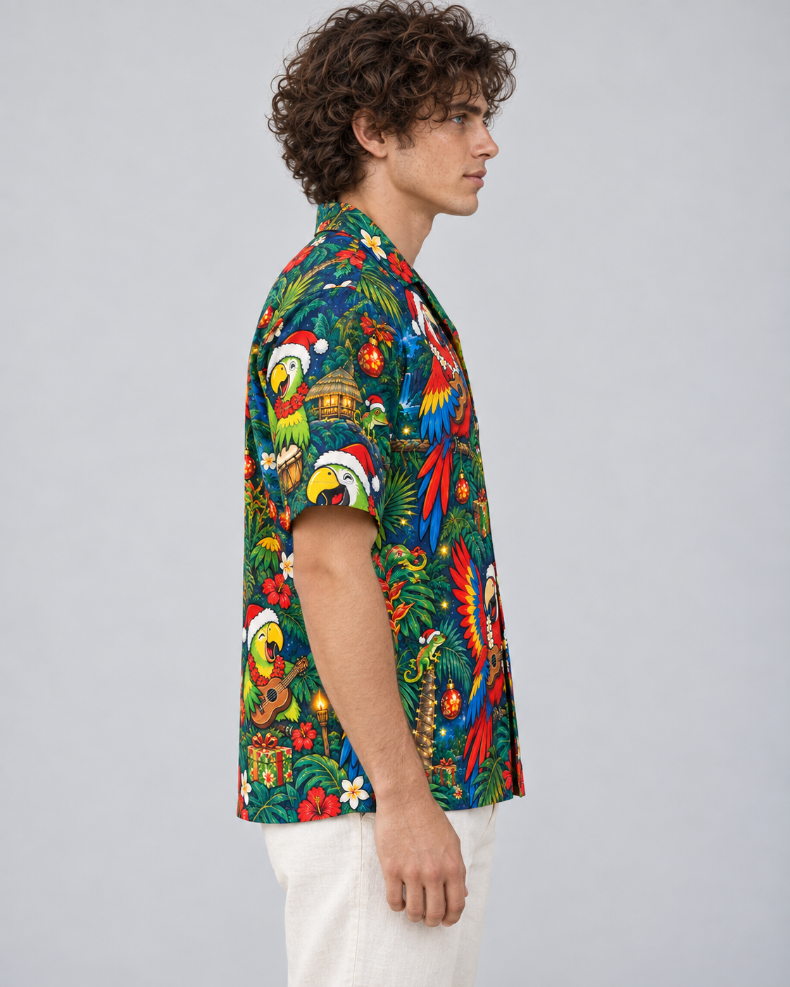 Men's Christmas 2026 Parrot Band Hawaiian Shirt
