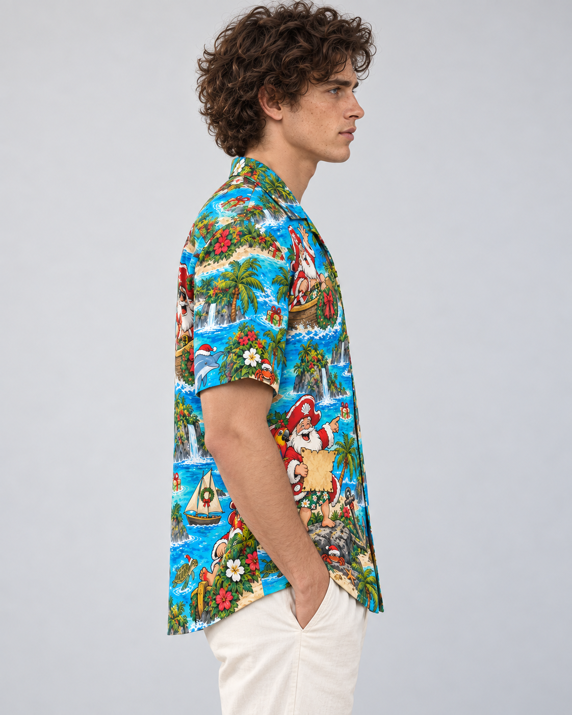 Men's Christmas 2026 Pirate Santa Hawaiian Shirt