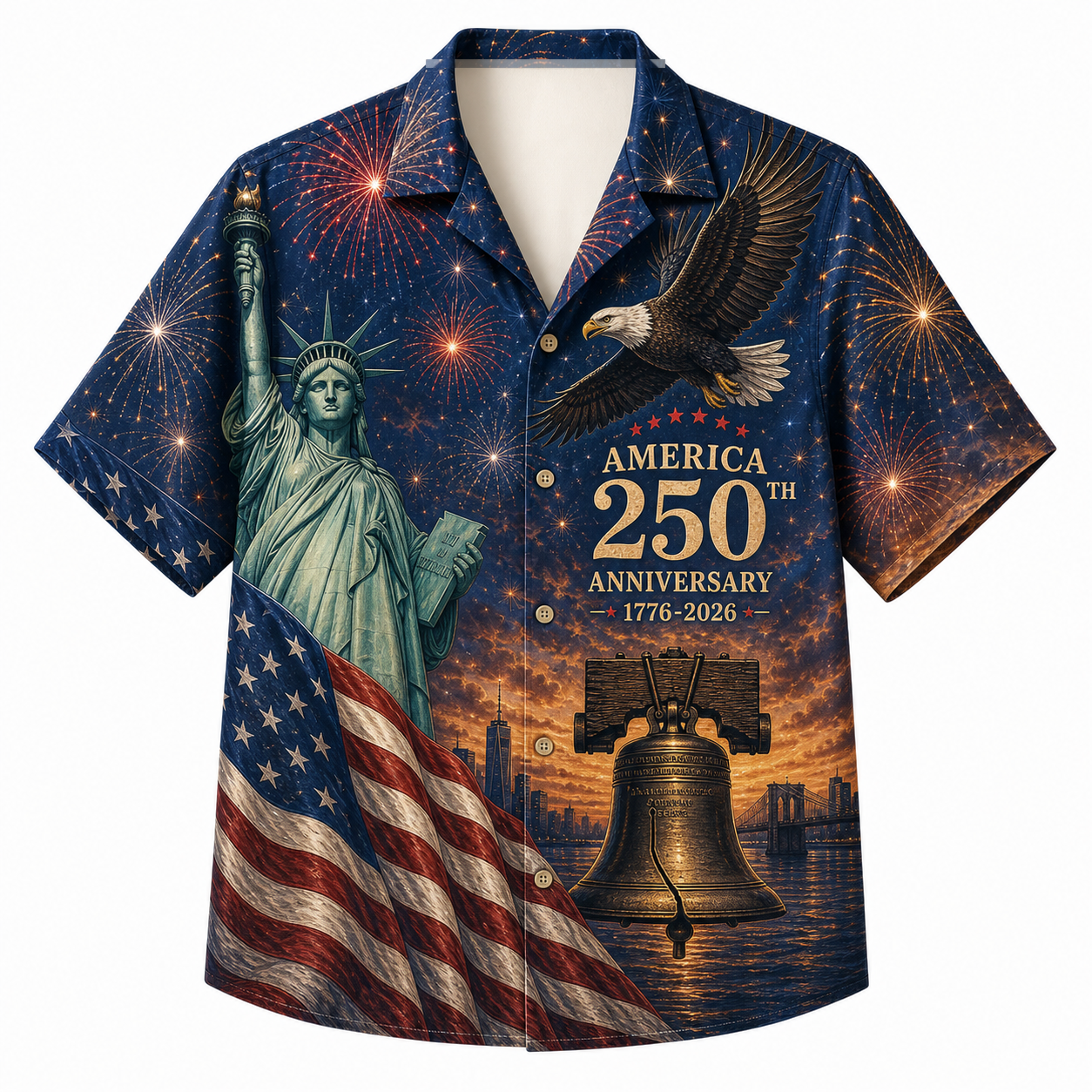 America 250th Eagle Liberty Hawaiian Shirt