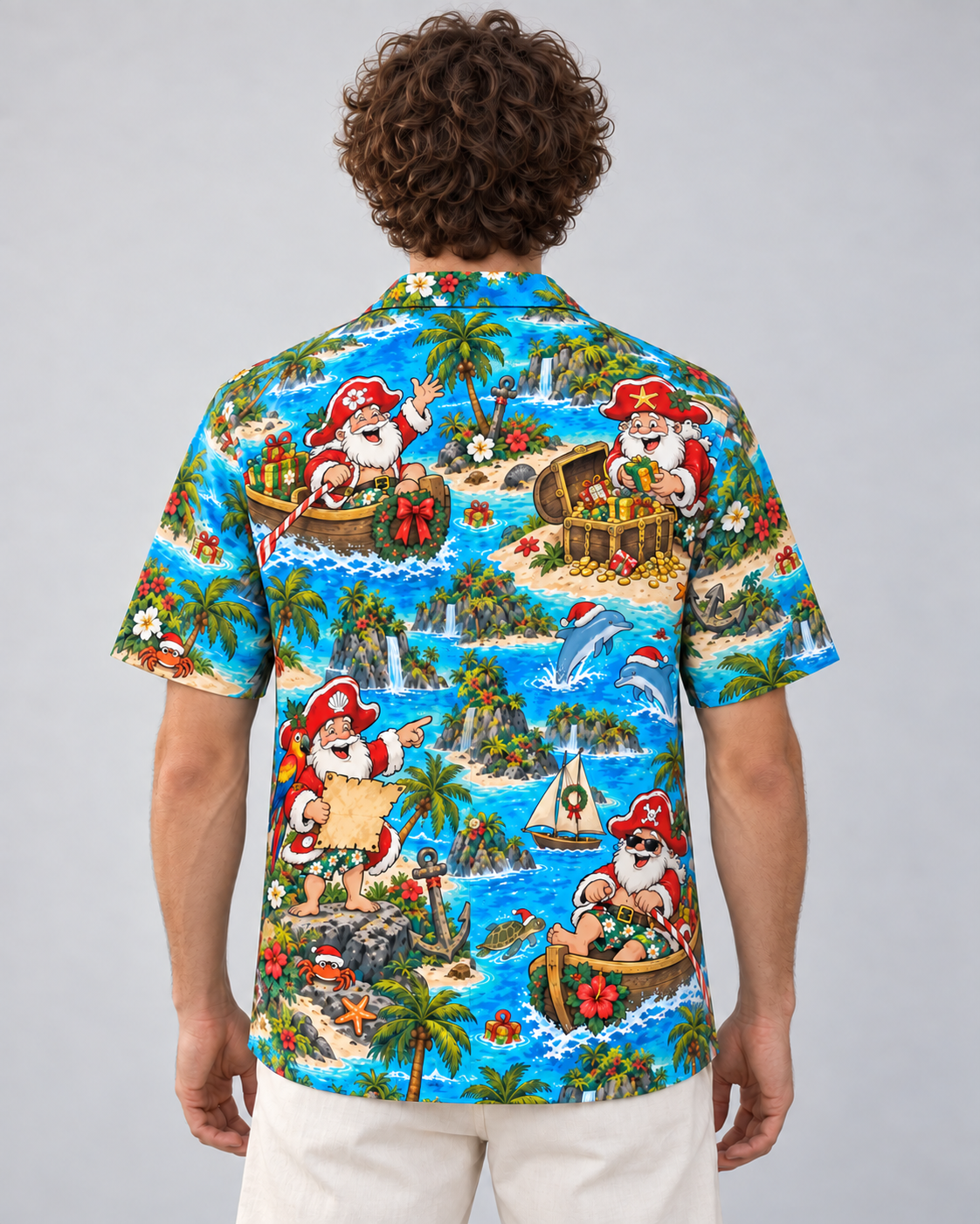 Men's Christmas 2026 Pirate Santa Hawaiian Shirt
