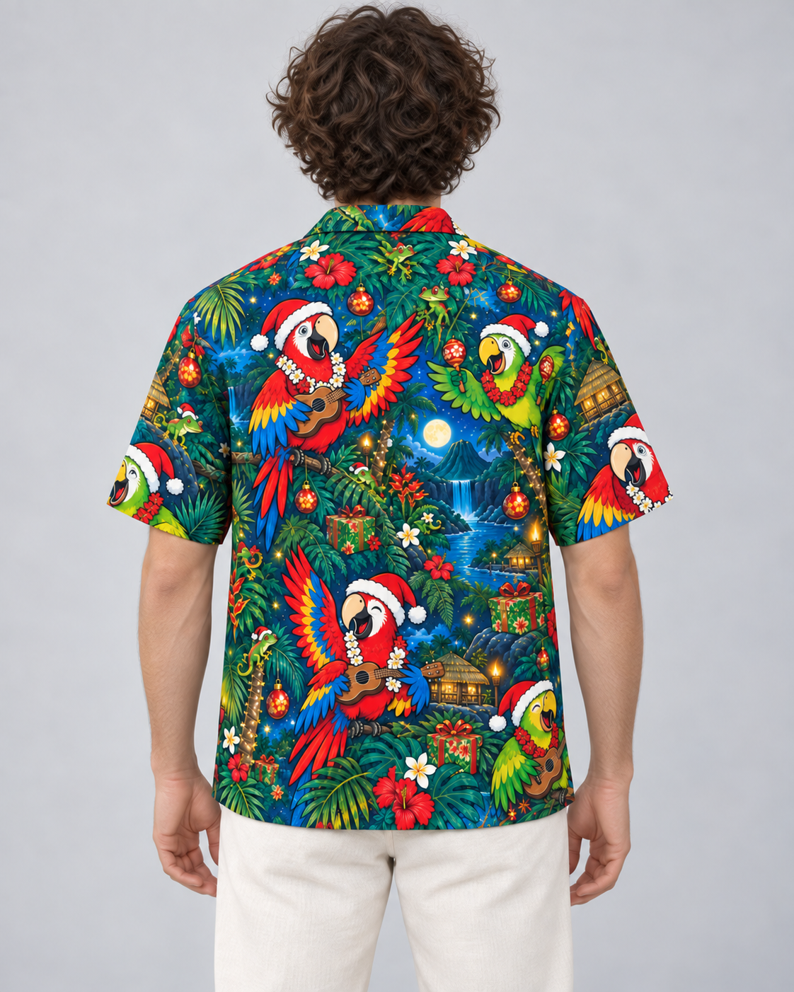 Men's Christmas 2026 Parrot Band Hawaiian Shirt