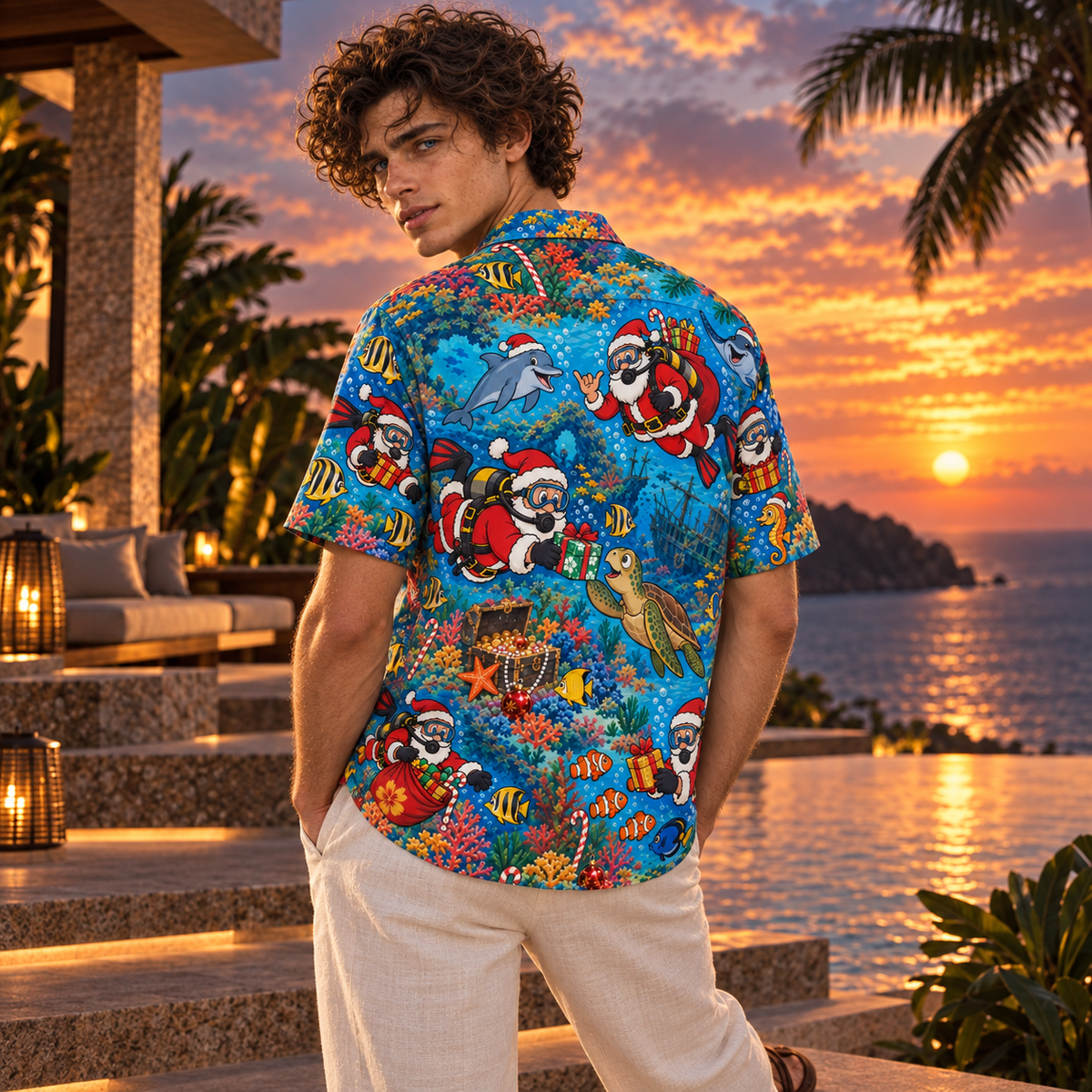 Men's Christmas 2026 Scuba Santa Hawaiian Shirt