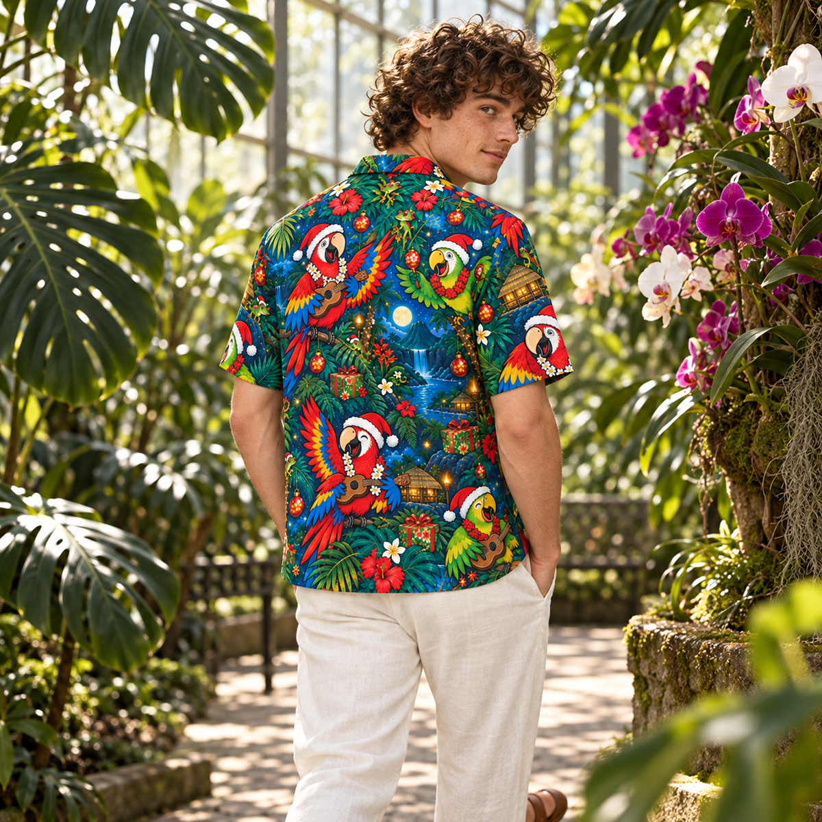 Men's Christmas 2026 Parrot Band Hawaiian Shirt