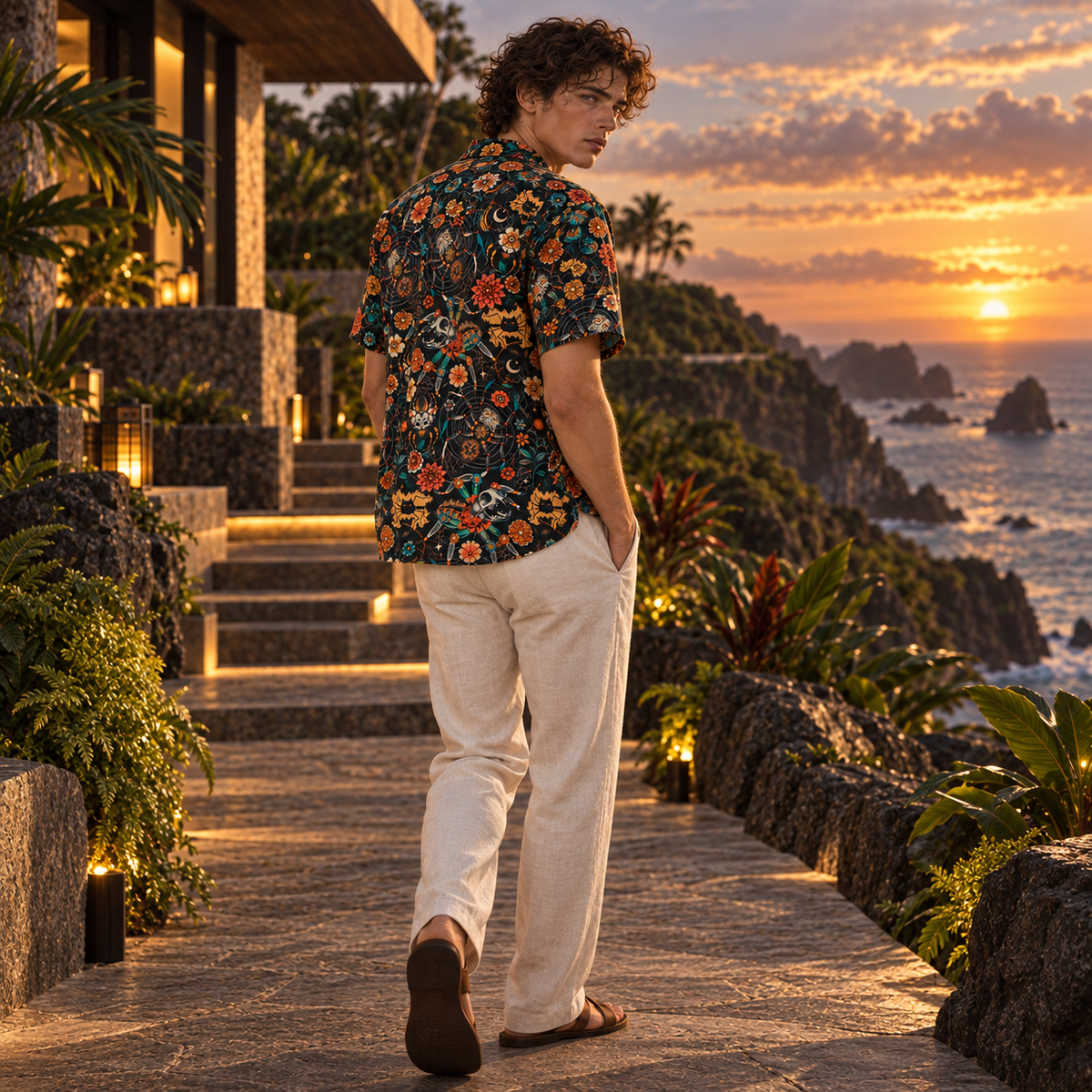 Men's Halloween 2026 Midnight Spider Dahlia Hawaiian Shirt