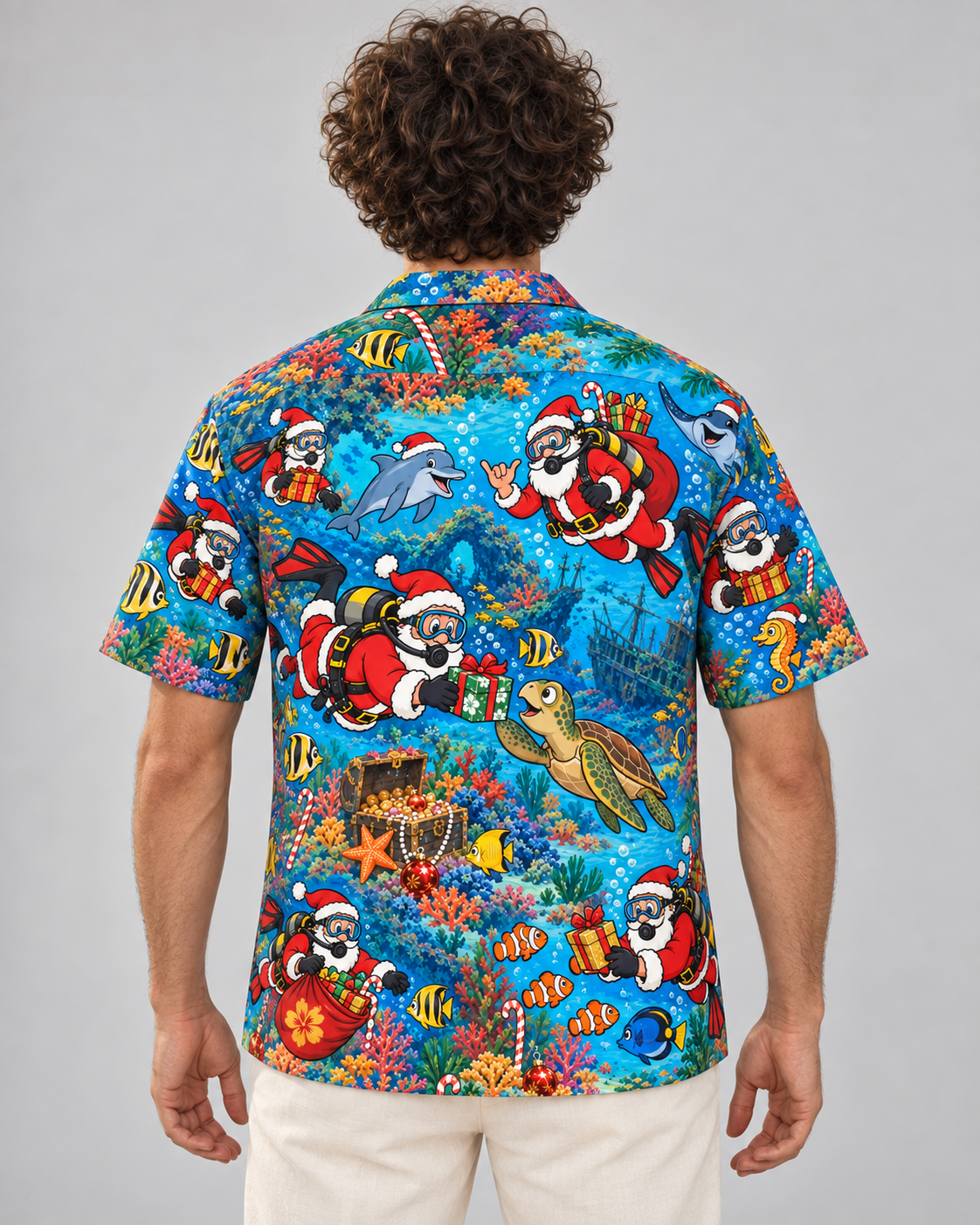 Men's Christmas 2026 Scuba Santa Hawaiian Shirt