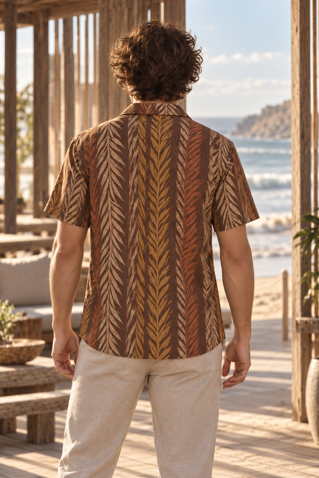 Men's Afterglow Driftwood Stripe Hawaiian Shirt – Dark tobacco