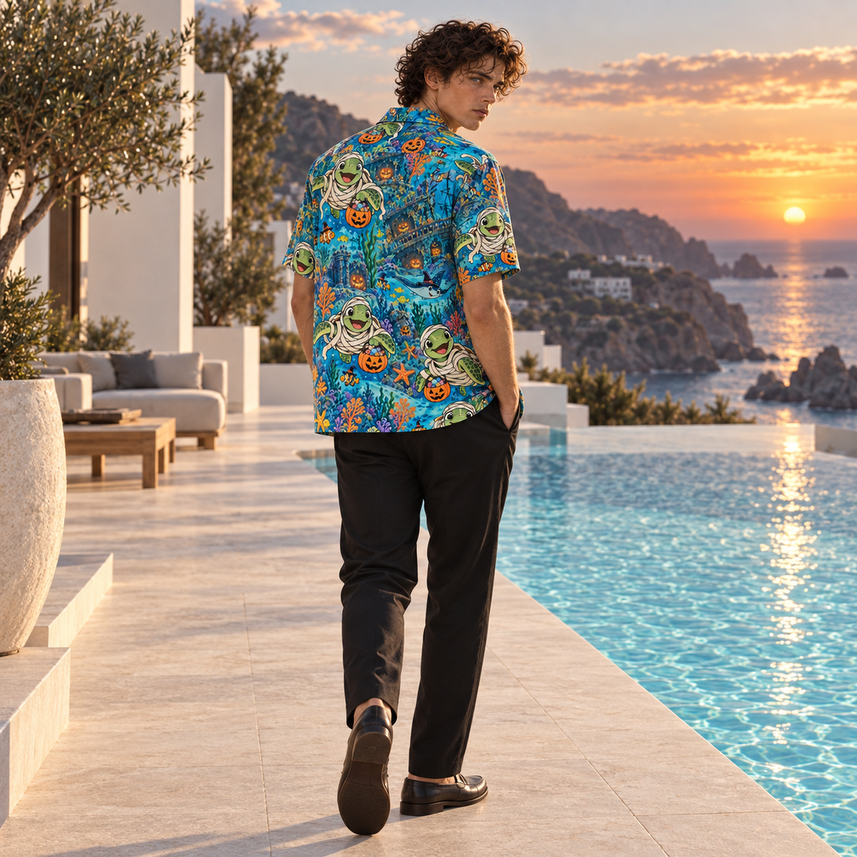 Men's Halloween 2026 Mummy Turtle Reef Hawaiian Shirt