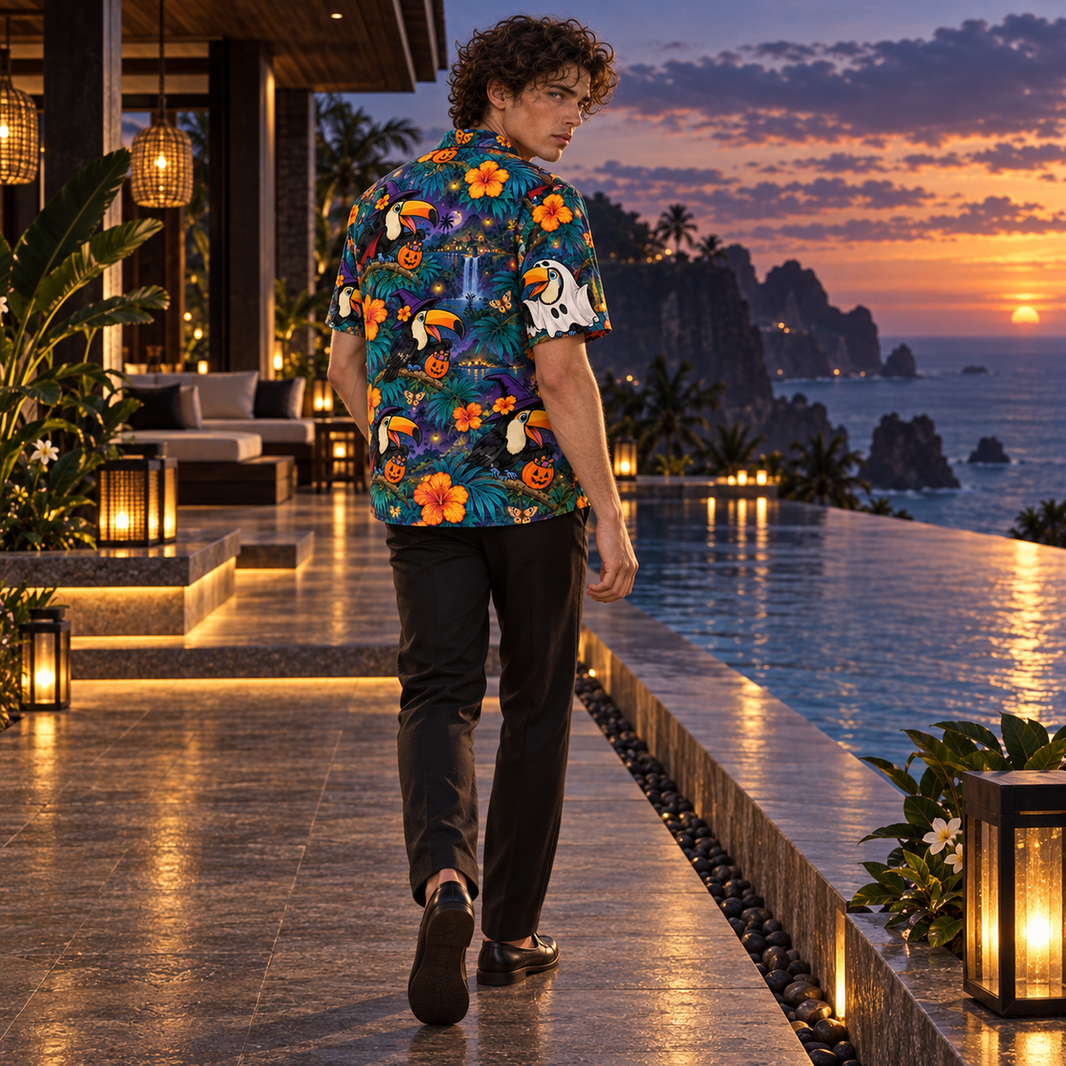 Men's Halloween 2026 Toucan Trick-or-Treat Hawaiian Shirt