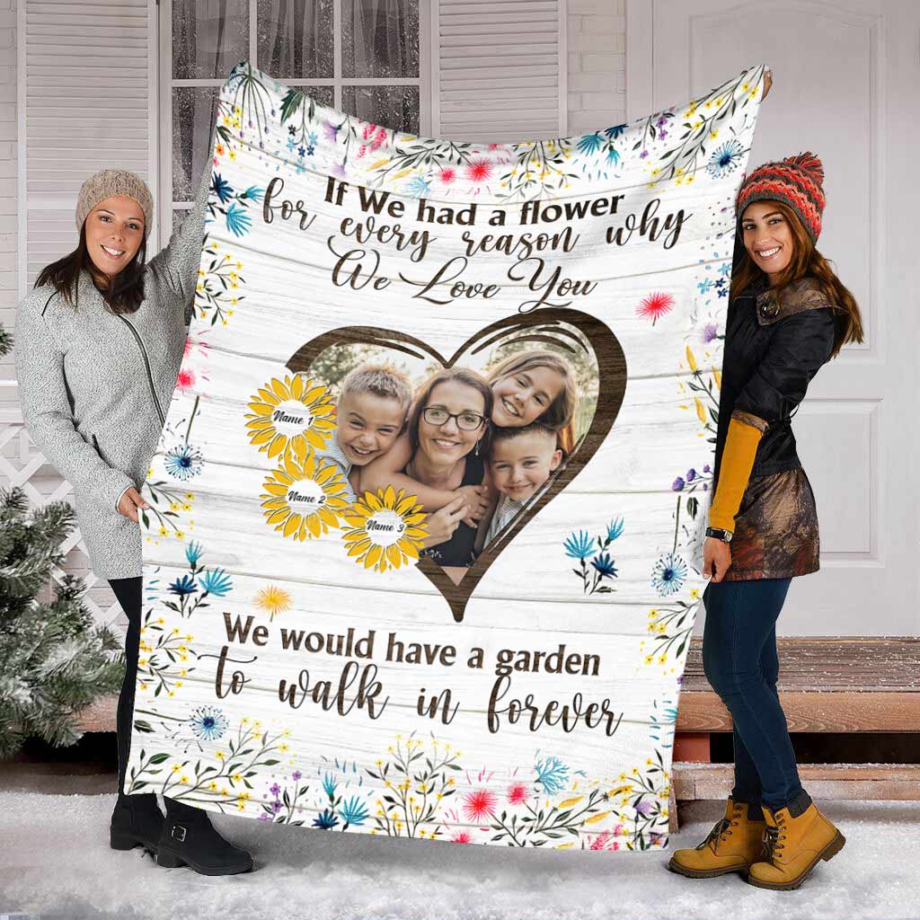 Family If We Had A Flower Custom Photo Flannel Blanket For Soft Bed Couch And Home Comfort
