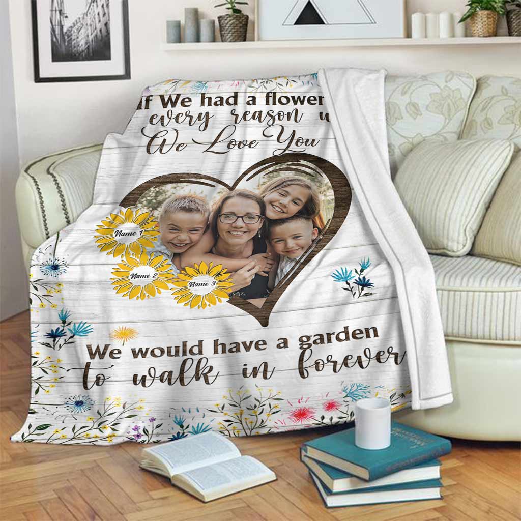 Family If We Had A Flower Custom Photo Flannel Blanket For Relaxing At Home And Travel