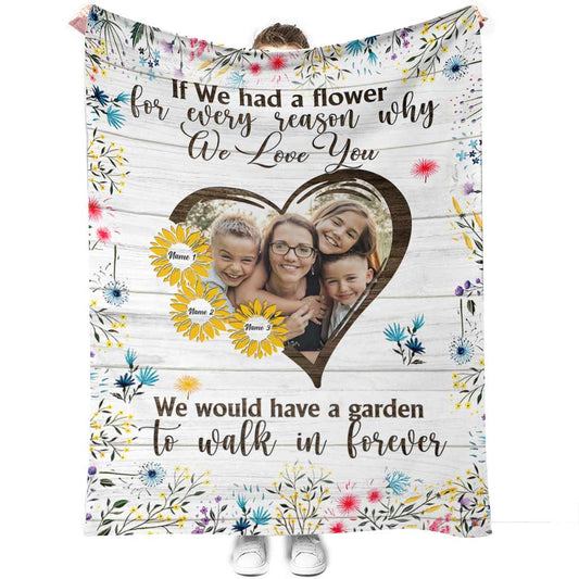 Family If We Had A Flower Custom Photo Flannel Blanket For Cozy Bedroom And Sofa Decor