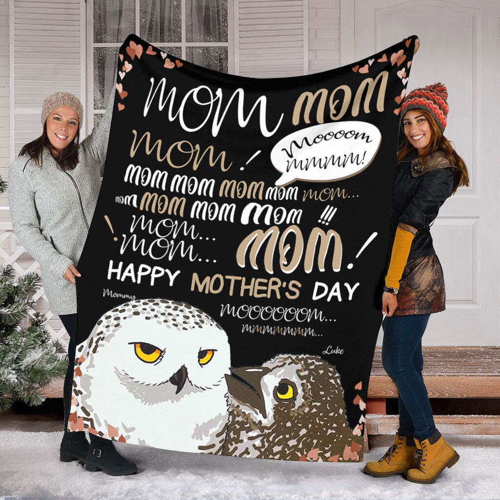 Owl Mom Hey Mom Personalized Flannel Blanket For Soft Bed Couch And Home Comfort