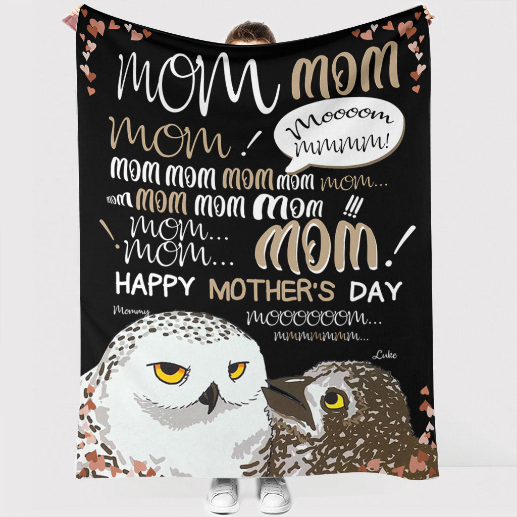Owl Mom Hey Mom Personalized Flannel Blanket For Living Room And Bedroom Styling