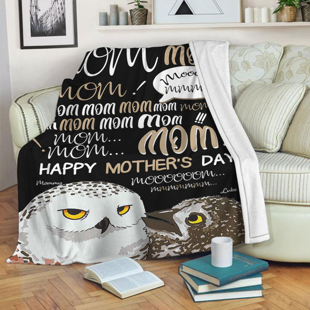 Owl Mom Hey Mom Personalized Flannel Blanket For Relaxing At Home And Travel