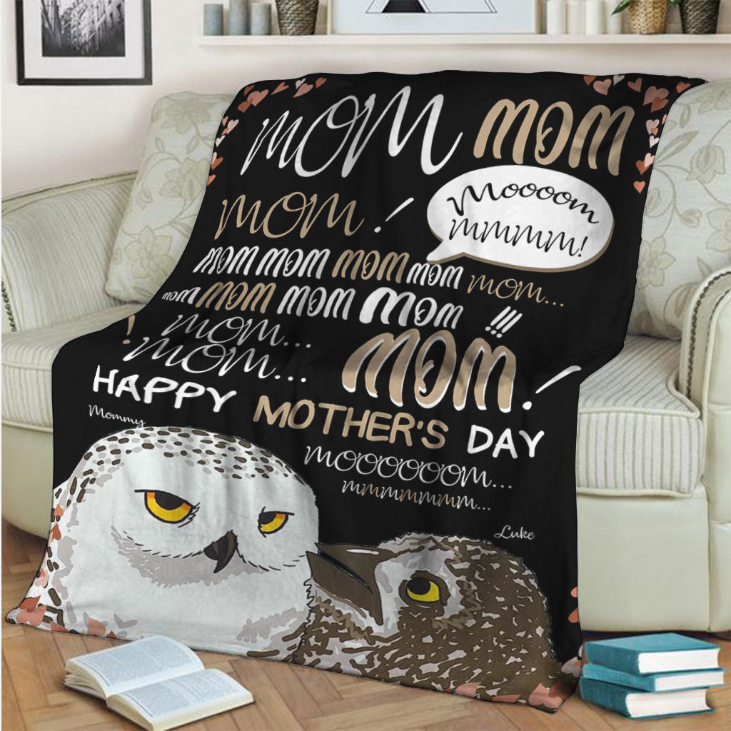 Owl Mom Hey Mom Personalized Flannel Blanket For Bed Sofa And Reading Nook Decor