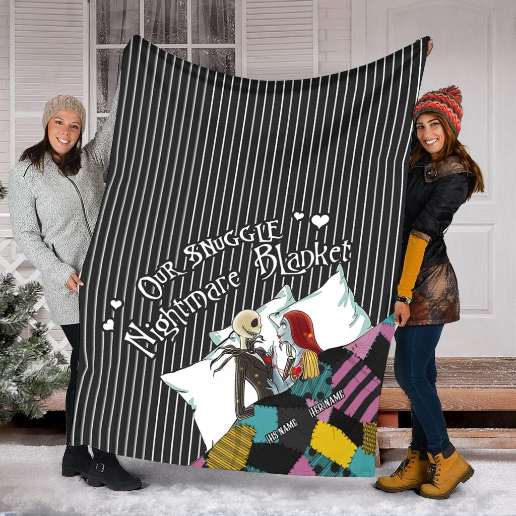 Skull Our Snuggle Nightmares Personalized Flannel Blanket For Soft Bed Couch And Home Comfort